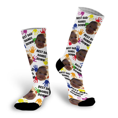 Father's Day Face Socks, Father's Day Socks, Dad Socks, Custom Face Socks, Photo Socks "Best Dad Hands Down"