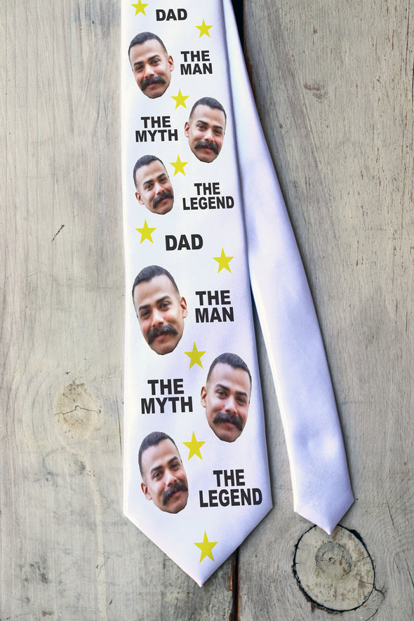 Photo Tie, Father's Day Tie, Dad Tie, Custom Tie, Personalized Tie "Man Myth Legend"