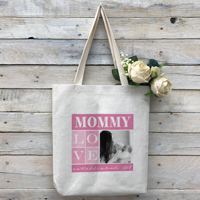 Custom "Mommy" Tote Bag, Linen Bag, Personalized Tote Bag, Custom Bag, Personalized Linen Bag, Personalized Bag, Custom Photo Bag, Custom Picture Bag, Personalized Photo Bag
