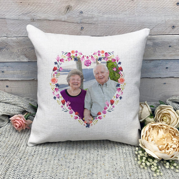 Custom Heart Flower Pillowcase, Custom Photo Pillowcase, Picture Pillowcase, Linen Pillowcase, Personalized Photo Pillowcase, Custom Pillow Cover