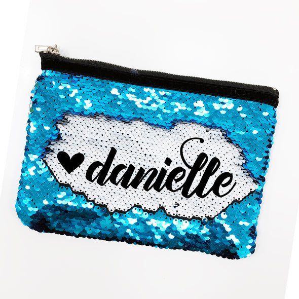 Reversible Sequin Makeup/Pencil Bag, Personalized Sequin Bag "Danielle"