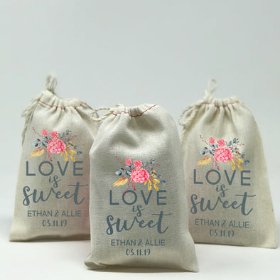 Personalized Love Is Sweet Favor Bags