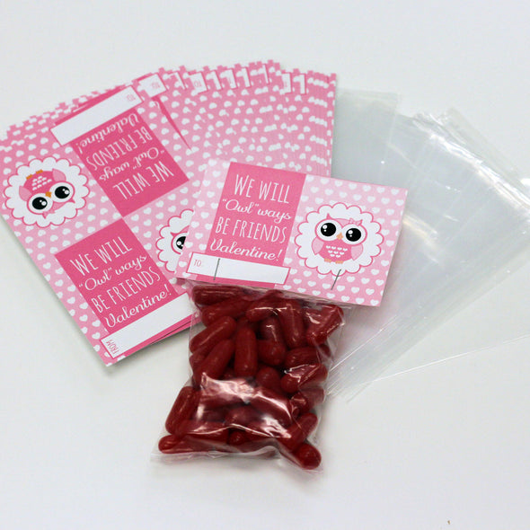 Valentine Cards with Goodie Bags (Set of 20) - "We Will Owl Ways Be Friends"