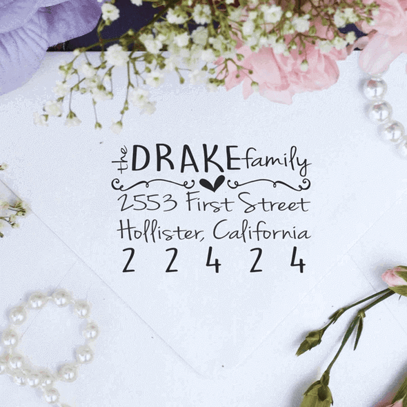 Return Address Stamp- "Drake Family"