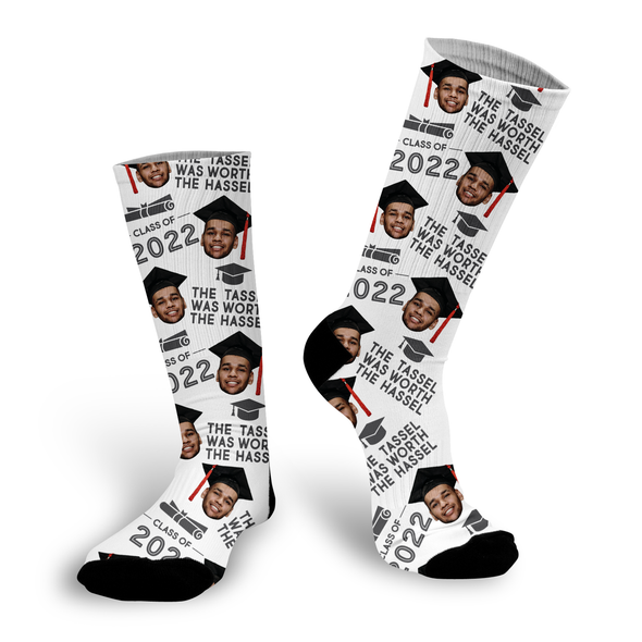 Custom Class of 2022 Face Socks, Photo Sock for Graduation, Graduation Face Photo Sock